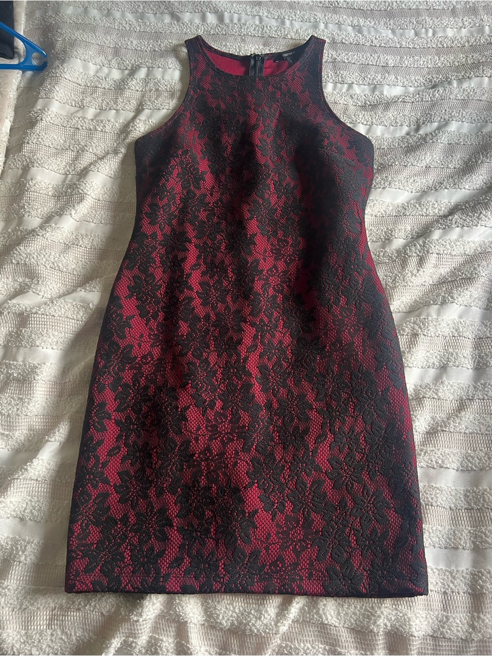 Forever 21 Black Lace Overlay Dress on Red